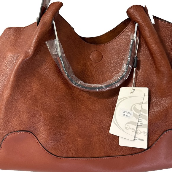 Carleton Los Angeles Brown Large‎ Soft Leather Purse Shoulder Bag w 2 Handles - Picture 3 of 8